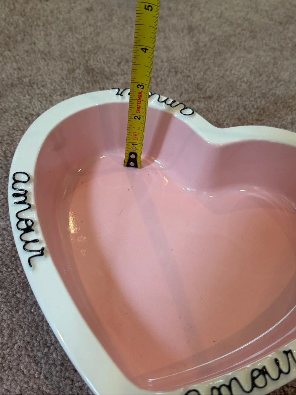 New Anthropologie amour Heart-Shaped Pink pie dish stoneware